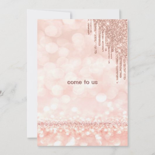 Moderne Roos Gold Glitter Save The Date (Achterkant)