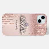 Moderne Roos Gold Glitter-schijven Ombre Tiara Case-Mate iPhone Case (Achterkant (horizontaal))