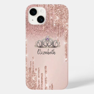 Moderne Roos Gold Glitter-schijven Ombre Tiara Case-Mate iPhone 14 Hoesje