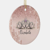 Moderne Roos Gold Glitter-schijven Ombre Tiara Keramisch Ornament (Rechts)