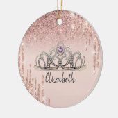 Moderne Roos Gold Glitter-schijven Ombre Tiara Keramisch Ornament (Links)