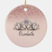 Moderne Roos Gold Glitter-schijven Ombre Tiara Keramisch Ornament (Achterkant)