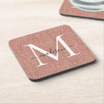Moderne Roos Gold Glitter Script Monogram Naam Gla Bier Onderzetter<br><div class="desc">Modern Roos Gold Glitter Script Monogram Naam Glam drankenachtbaan</div>