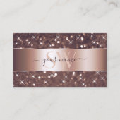 Moderne Roos Gold Glitter Sparkle Stars Monogram Visitekaartje (Voorkant)