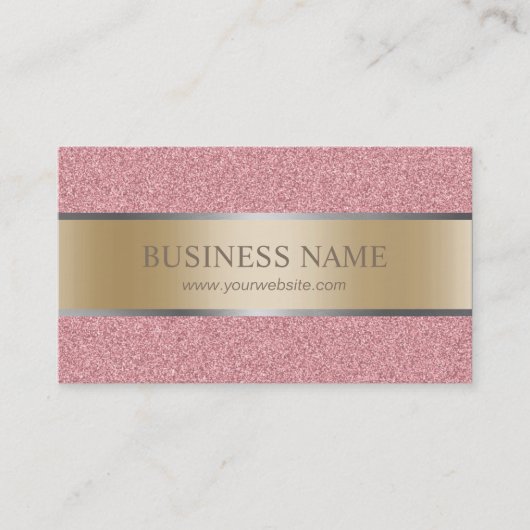 Moderne Roos Gold Glitter Stripe Foil Elegant Visitekaartje (Voorkant)