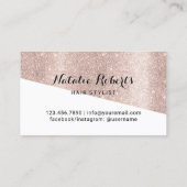 Moderne Roos Gold Glitter Typography Hair Stylist Visitekaartje (Achterkant)