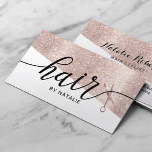Moderne Roos Gold Glitter Typography Hair Stylist Visitekaartje