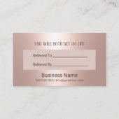 Moderne Roos Gold Glitter Typography Reference Aanbevelingskaartje (Achterkant)