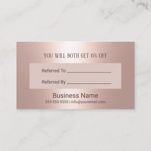 Moderne Roos Gold Glitter Typography Reference Aanbevelingskaartje (Achterkant)