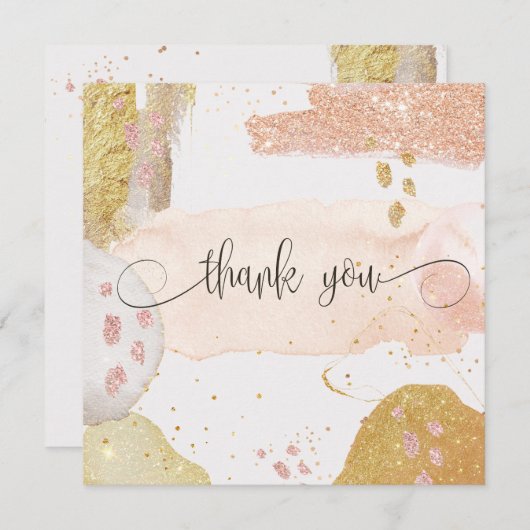 Moderne Roos Gold Glitter Waterverf Hartelijk dank Bedankkaart (Voorkant / Achterkant)