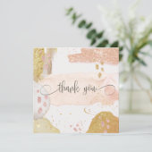 Moderne Roos Gold Glitter Waterverf Hartelijk dank Bedankkaart (Staand voorkant)