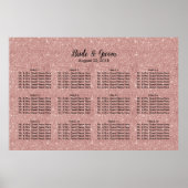 Moderne Roos Gold Glitter Wedding Seating Chart Poster (Voorkant)