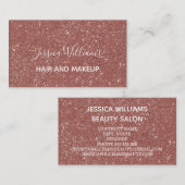 Moderne Roos Gold Glitter White Script Hair Makeup Visitekaartje (Voorkant / Achterkant)