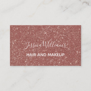 Moderne Roos Gold Glitter White Script Hair Makeup Visitekaartje