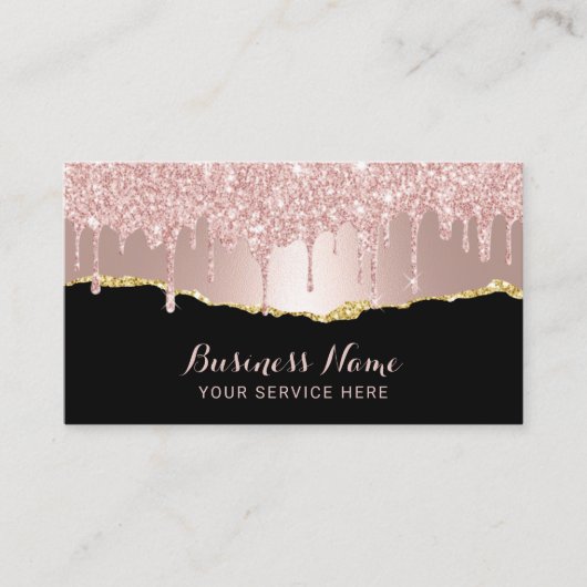 Moderne Roos Gold Glitter zorgt voor een supermooi Visitekaartje (Voorkant)