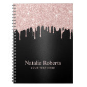 Moderne Roos Gold Glitter zorgt voor zwarte schoon Notitieboek (Voorkant)