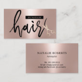 Moderne Roos Gold Hair Stylist Script Scissor Salo Visitekaartje (Voorkant / Achterkant)