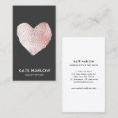 Moderne Roos Gold Heart Black Makeup Artist Visitekaartje (Voorkant / Achterkant)