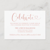 Moderne Roos Gold Heart Script Weddenschappen Informatiekaartje (Voorkant)