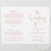 Moderne Roos Gold Heart Script Wedding Ceremony (Voorkant)