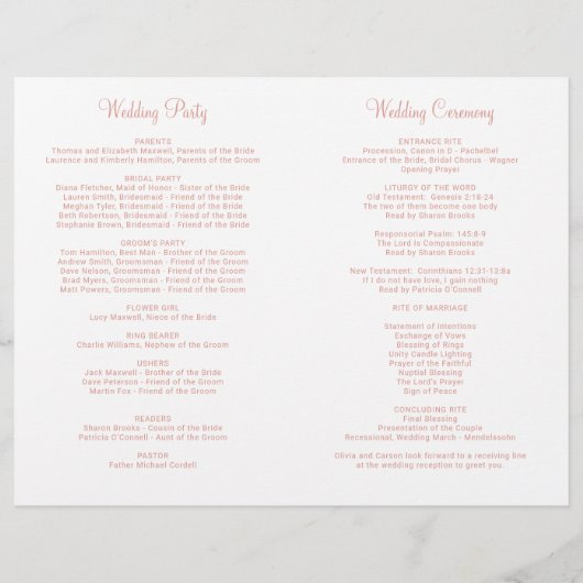 Moderne Roos Gold Heart Script Wedding Ceremony (Achterkant)