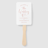 Moderne Roos Gold Heart Script Wedding Ceremony Handwaaier (Voorkant)