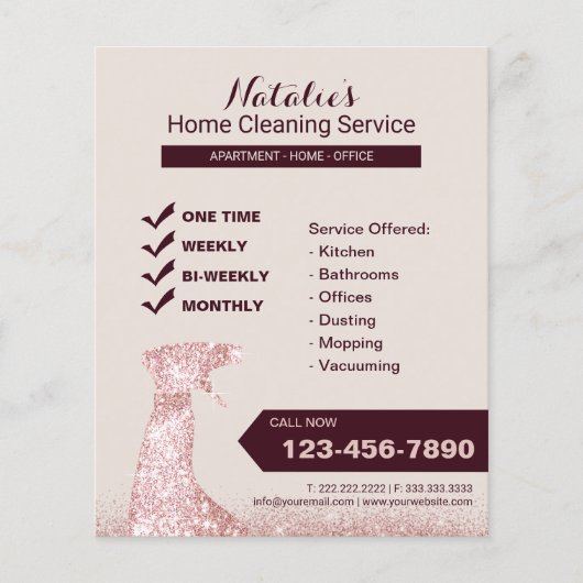 Moderne Roos Gold Home Cleaning House Keeping Flyer (Voorkant)