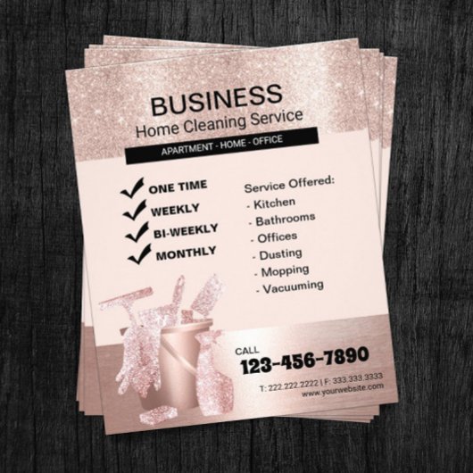 Moderne Roos Gold Home Cleaning Housekeeping Flyer