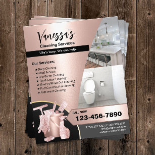 Moderne Roos Gold House Cleaning Maid Service Flyer