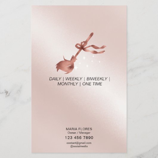 Moderne Roos Gold huishoudelijke schoonmaakdienste Flyer (Achterkant)