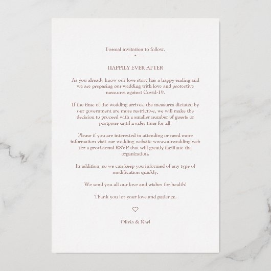 Moderne Roos Gold is ons gastfotokoppel Folie Uitnodiging (Achterkant)