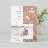 Moderne Roos Gold is ons gastfotokoppel Folie Uitnodiging (Staand Voorkant)