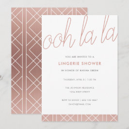 Moderne Roos Gold Lingerie Shower Invite Kaart