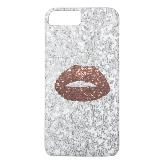 Moderne Roos Gold Lips Chic Silver Sequins Case-Mate iPhone Case (Achterkant)