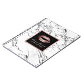 Moderne Roos Gold Lips Elegant White Marble Notitieboek (Linkerzijde)