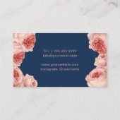 Moderne Roos Gold Lips Floral Makeup Artist Navy Visitekaartje (Achterkant)
