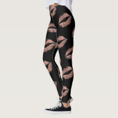 Moderne Roos Gold Lips Kiss Pattern Leggings (Links)