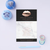 Moderne Roos Gold Lips Marble Beauty Salon Flyer (Enkel)
