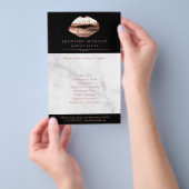 Moderne Roos Gold Lips Marble Beauty Salon Flyer (Hand)
