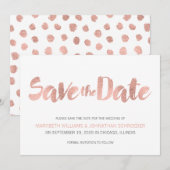 Moderne Roos Gold Love Save the Date Kaart (Voorkant / Achterkant)