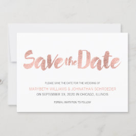 Moderne Roos Gold Love Save the Date Kaart
