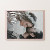 Moderne Roos Gold Love Script Photo Valentijnsdag Legpuzzel (Horizontaal)