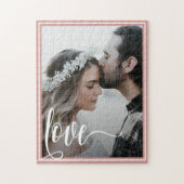 Moderne Roos Gold Love Script Photo Valentijnsdag Legpuzzel (Verticaal)