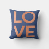 Moderne Roos Gold Love Typografie Blue Grey Kussen (Voorkant)