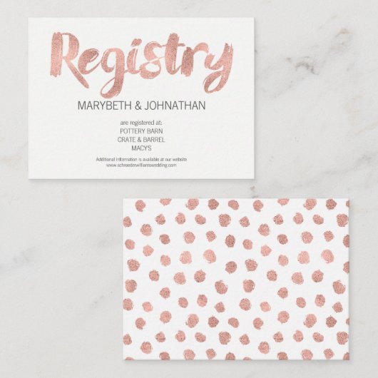 Moderne Roos Gold Love Weddenningkaart Informatiekaartje (Voorkant / Achterkant)