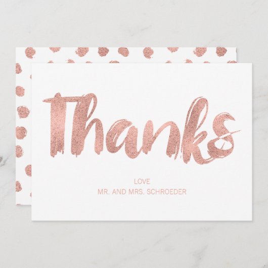 Moderne Roos Gold Love Weddenschap Hartelijk dank Bedankkaart (Voorkant / Achterkant)