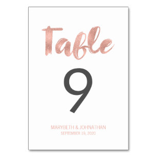 Moderne Roos Gold Love Weddentable Number Card Kaart