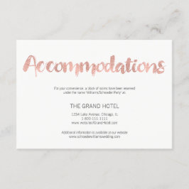 Moderne Roos Gold Love Wedding Accommodatie Card Informatiekaartje