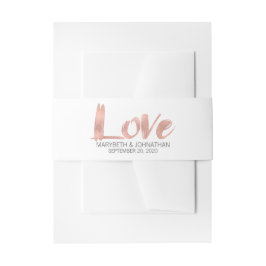 Moderne Roos Gold Love Wedding Belly Band Uitnodigingen Wikkel