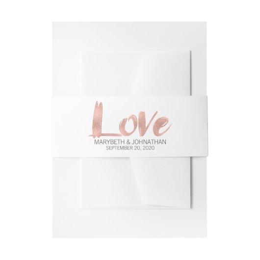 Moderne Roos Gold Love Wedding Belly Band Uitnodigingen Wikkel (Voorkant Voorbeeld)